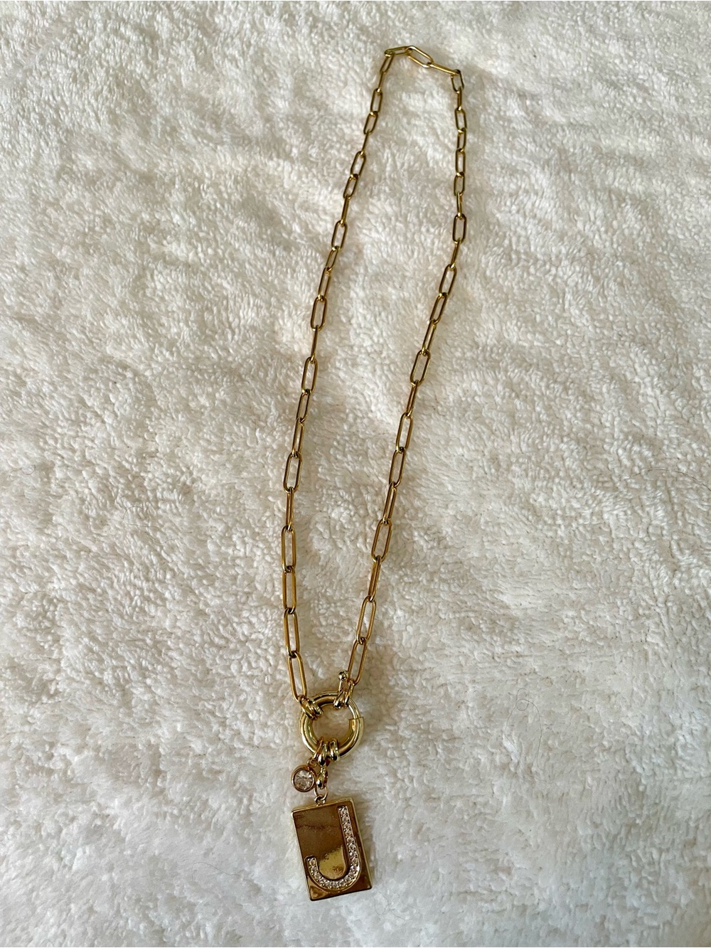 Mint & Lily Letter J Pendant paperclip chain Necklace